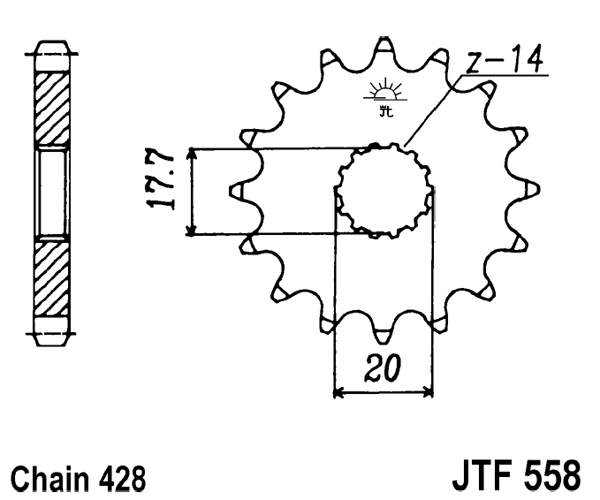 Reťazové koliečko JT JTF 558-16 16T, 428